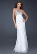Picture of: Full Length Chiffon Gown with Beaded Bra Shaped Top in White, Style: 17472, Detail Picture 3