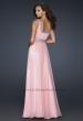 Picture of: Long Prom Dress with Pleated Bust and Scoop Neck in Pink, Style: 17473, Back Picture