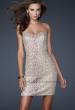 Picture of: Strapless Sequin Cocktail Dress with Beaded Detail in Nude, Style: 17522, Main Picture