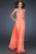 Picture of: Glam Chiffon Prom Gown with Embellished Waistband in Orange, Style: 17543, Detail Picture 2
