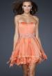 Picture of: Chiffon Cocktail Dress with Beaded Waist and Ruffles in Orange, Style: 17544, Main Picture