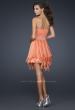 Picture of: Chiffon Cocktail Dress with Beaded Waist and Ruffles in Orange, Style: 17544, Back Picture