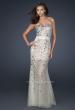 Picture of: Sheer Beaded Prom Dress with Sweetheart Neckline in Silver, Style: 17603, Main Picture
