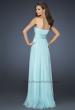 Picture of: Full Length Strapless Dress with Embellished Waistband in Blue, Style: 17623, Back Picture