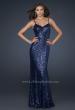 Picture of: Full length Sequin Gown with V Shaped Front and Back in Blue, Style: 17645, Main Picture