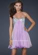 Picture of: Strapless Chiffon Gown with Open Back and Beads in Purple, Style: 17649, Main Picture