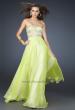 Picture of: Full Length Chiffon Gown with Beaded and Sequined Bust in Green, Style: 17657, Main Picture