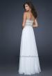 Picture of: Full Length Chiffon Gown with Beaded and Sequined Bust in White Style: 17657, Back Picture