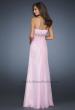 Picture of: Chiffon Empire Waist Prom Dress with Beads and Slit in Pink, Style: 17712, Back Picture