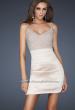 Picture of: Form Fitting V Neck Front Dress with Pleating in Nude, Style: 17721, Detail Picture 1