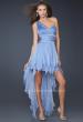 Picture of: High Low Hem Prom Gown with Embellished Waistband in Blue, Style: 17724, Main Picture