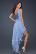 Picture of: High Low Hem Prom Gown with Embellished Waistband in Blue, Style: 17724, Back Picture