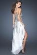 Picture of: Strapless Dress with High Low Skirt and Colored Sequins in White, Style: 17751, Back Picture