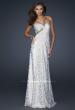 Picture of: One Shoulder Beaded Flower Strap Prom Dress in White, Style: 17805, Main Picture
