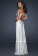 Picture of: One Shoulder Beaded Flower Strap Prom Dress in White, Style: 17805, Back Picture