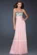 Picture of: Flowing Chiffon Prom Dress with Hand Beaded Top in Pink, Style: 17909, Detail Picture 1