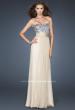Picture of: Flowing Chiffon Prom Dress with Hand Beaded Top in Nude, Style: 17909, Detail Picture 2