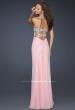 Picture of: Flowing Chiffon Prom Dress with Hand Beaded Top in Pink, Style: 17909, Detail Picture 4