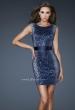 Picture of: Sequined and Beaded Cocktail Dress with Illusion Sides in Blue, Style: 17952, Main Picture
