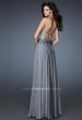 Picture of: Sequined Bodice Prom Dress with Criss Cross Back Straps in Silver, Style: 18026, Back Picture