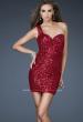 Picture of: Sequined One Shoulder Mini Dress with Gathering in Red, Style: 18038, Main Picture