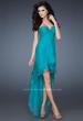 Picture of: Strapless Chiffon Gown with High Low Hem and Layers in Green, Style: 18048, Main Picture