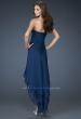 Picture of: Strapless Chiffon Gown with High Low Hem and Layers in Blue, Style: 18048, Back Picture