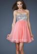 Picture of: Short Chiffon Cocktail Dress with Sequined and Beaded Bust in Orange, Style: 18063, Main Picture