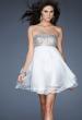 Picture of: Short Chiffon Cocktail Dress with Sequined and Beaded Bust in White, Style: 18063, Detail Picture 2