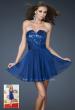 Picture of: Sequined Short Cocktail Dress with Full Chiffon Skirt in Blue, Style: 18162, Main Picture