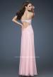Picture of: Long Chiffon Dress with Sequin Bodice and Empire Waist in Pink, Style: 18198, Back Picture