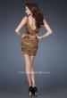 Picture of: Ruched Net Animal Print Mini Dress with V Neckline in Print, Style: 18204, Back Picture