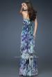 Picture of: Strapless Print Gown with Pleated Bodice and Rhinestones in Print, Style: 18259, Back Picture