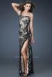 Picture of: Sexy Lace Gown with High Slit and Scalloped Hem in Black, Style: 18263, Main Picture