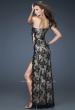 Picture of: Sexy Lace Gown with High Slit and Scalloped Hem in Black, Style: 18263, Back Picture