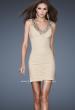 Picture of: Stretch Net Beaded Halter Neck Short Dress in Nude, Style: 18409, Main Picture