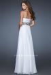 Picture of: Strapless Chiffon Gown with Beaded and Sequin Design in White, Style: 18420, Back Picture