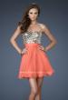 Picture of: Sweetheart Neckline Cocktail Dress with Beaded Bodice in Orange, Style: 18445, Main Picture