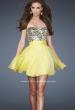 Picture of: Sweetheart Neckline Cocktail Dress with Beaded Bodice in Yellow, Style: 18445, Detail Picture 1