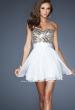 Picture of: Sweetheart Neckline Cocktail Dress with Beaded Bodice in White, Style: 18445, Detail Picture 2