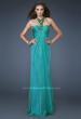 Picture of: Chiffon Halter Gown with Rhinestones and Open Back in Green, Style: 18490, Main Picture