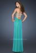 Picture of: Flowing Chiffon Prom Dress with Criss Cross Back in Green, Style: 18528, Back Picture