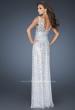 Picture of: Sequined Dress with Beaded Bodice and Gathered Skirt in Silver, Style: 18545, Back Picture