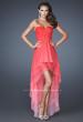 Picture of: High Low Layered Ombre Chiffon Dress with Pleating in Orange, Style: 18557, Main Picture