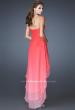 Picture of: High Low Layered Ombre Chiffon Dress with Pleating in Orange, Style: 18557, Back Picture
