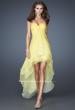 Picture of: High Low Layered Ombre Chiffon Dress with Pleating in Yellow, Style: 18557, Detail Picture 1
