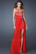 Picture of: Ruched Skirt Cocktail Dress with Multi Colored Stones in Red, Style: 18567, Main Picture