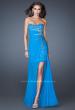Picture of: Ruched Skirt Cocktail Dress with Multi Colored Stones in Blue, Style: 18567, Detail Picture 1