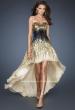 Picture of: Long Strapless Gown with High Low Skirt and Sequins in Gold, Style: 18591, Main Picture