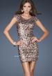 Picture of: Short Cap Sleeve Cocktail Dress with Sequins in Print, Style: 18652, Main Picture